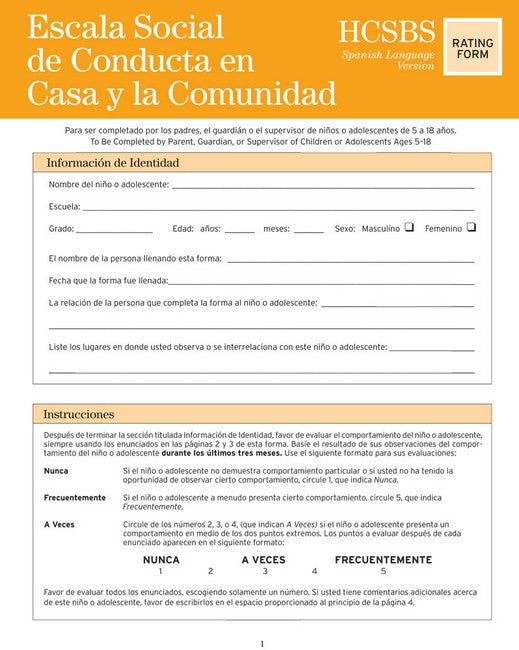 Home and Community Social Behavior Scales (HCSBS-2)  Rating Scales